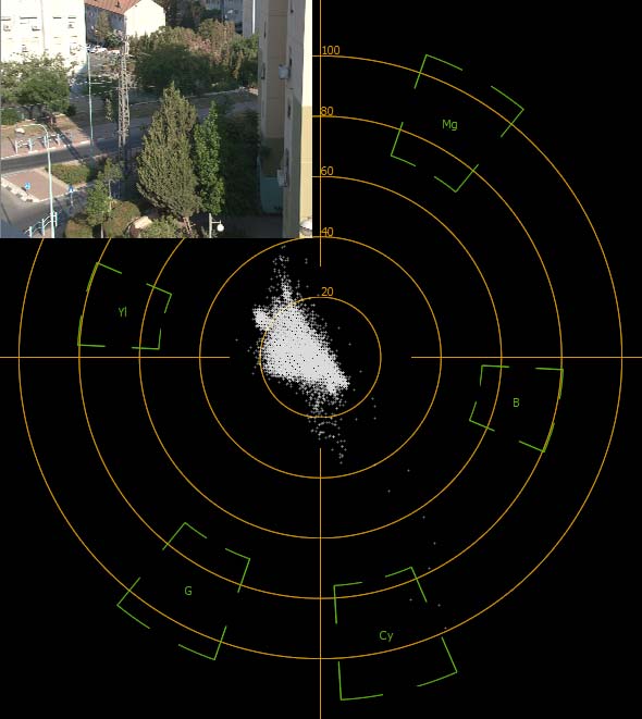 Vectorscope of a crossroad shot in sRGB